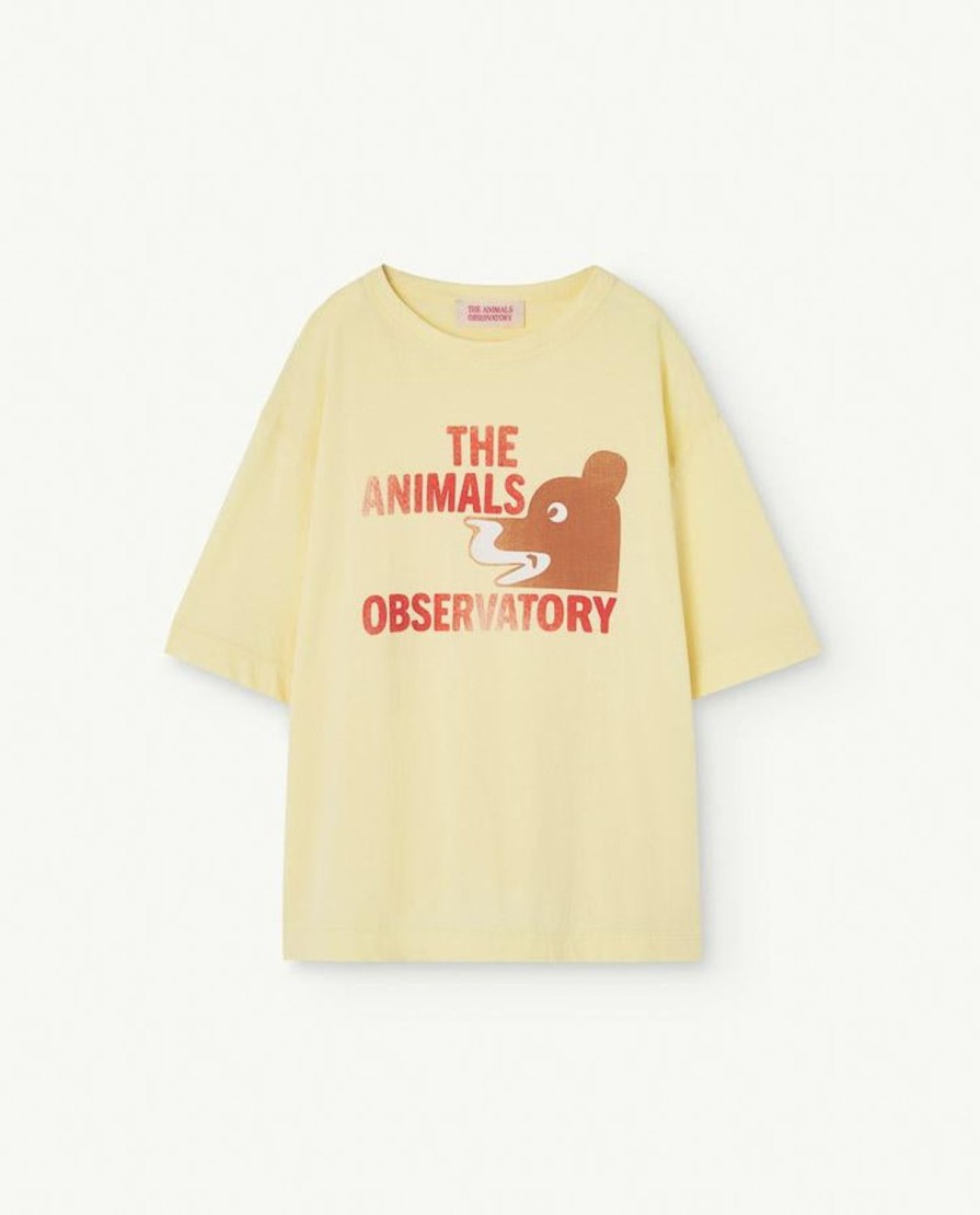 Kind The Animals Observatory | Zachtgeel Oversized T-Shirt Met Beerhaan