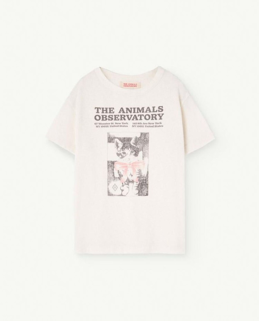 Kind The Animals Observatory | Gerecycled Wit Kitten Haan T-Shirt