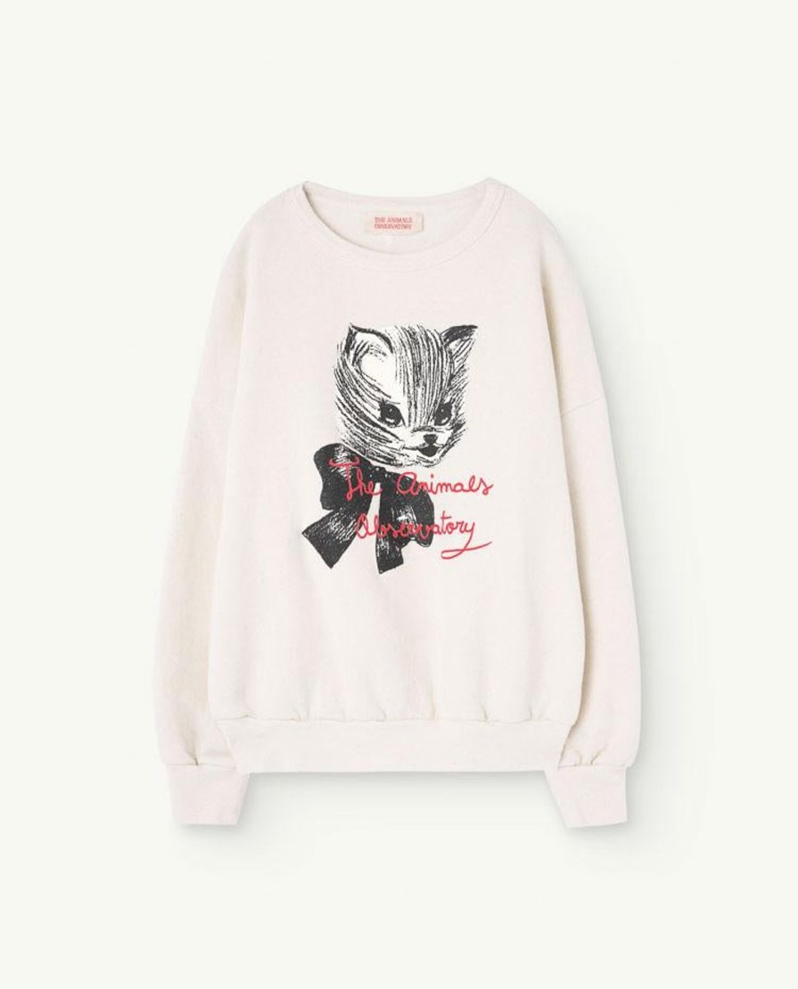 Kind The Animals Observatory | Gerecycled Wit Oversized Sweatshirt Met Grote Beer